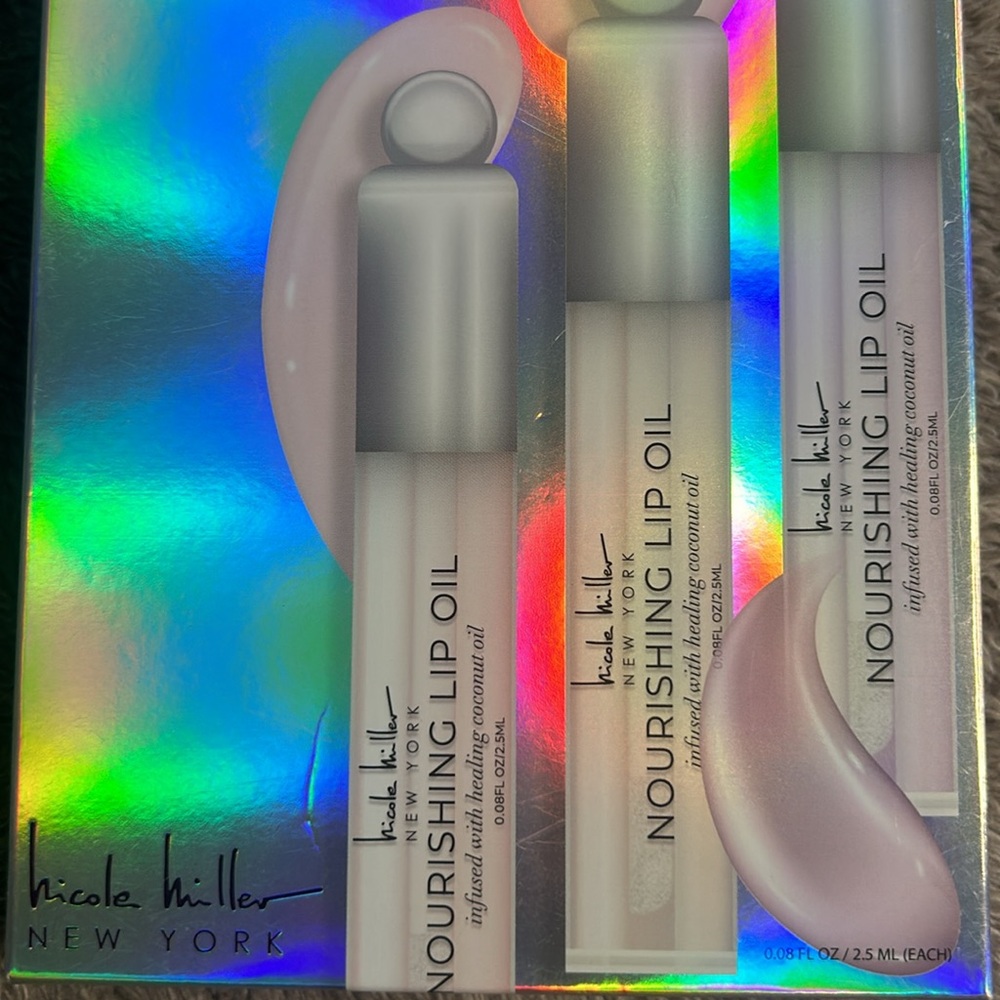 🔥 3 pcs. Nicole Miller Nourishing Lip oils - coconut oil infused, New